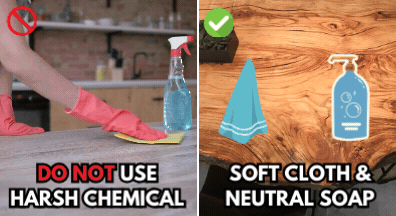do not use harsh chemical, cleaning table with soft cloth an netrual soap