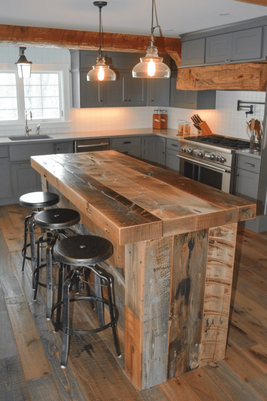 kitchen island salvaged wood