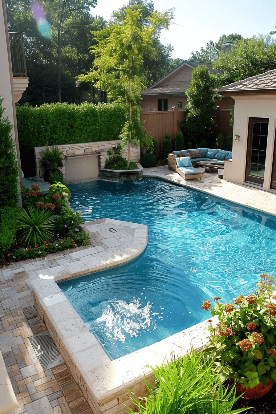modern L-shaped inground pool