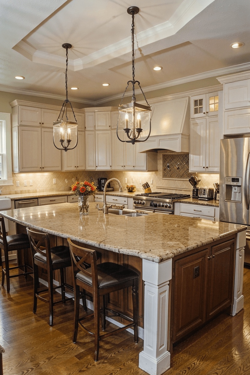 rectangular kitchen island generous counter surface