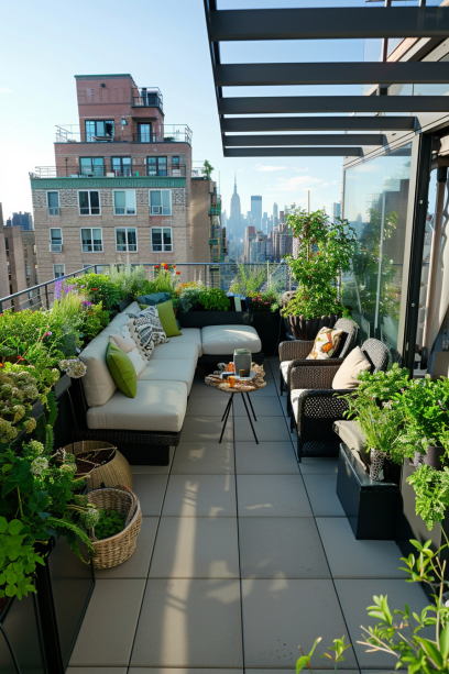 rooftop small garden comfy seating