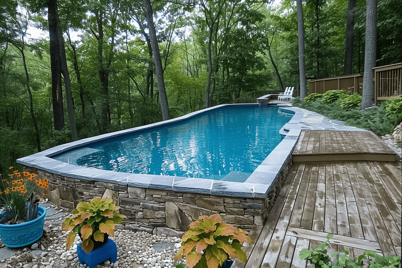 sloped yard with pool