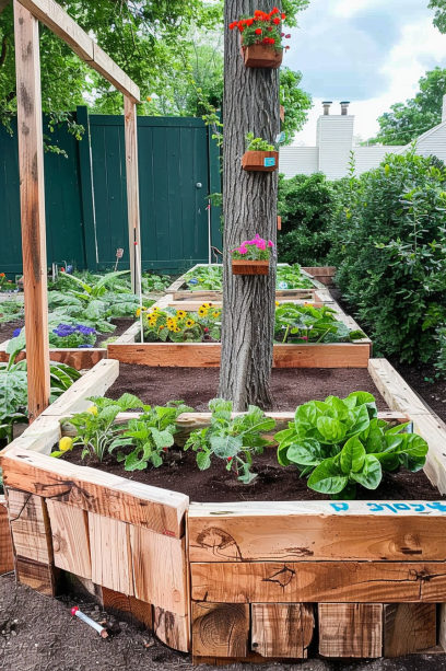 small raised garden beds.