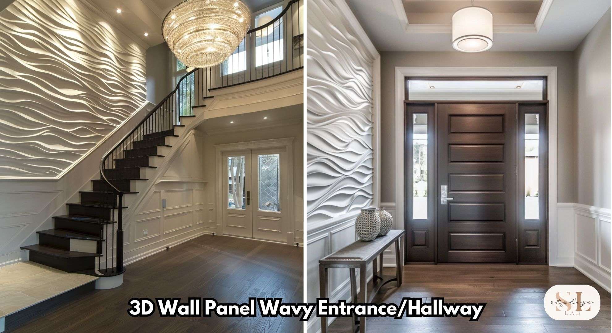 3D Wall Panel Wavy Entrance Hallway