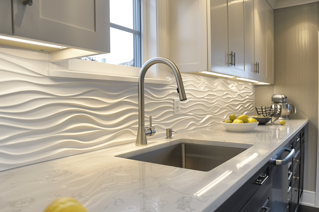 3D Wall paneling Kitchen wavy design