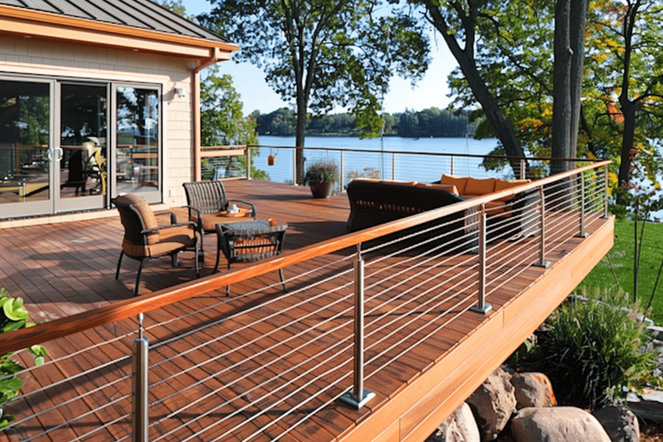 Cable Deck Railing modern and minimalistic panoramic view