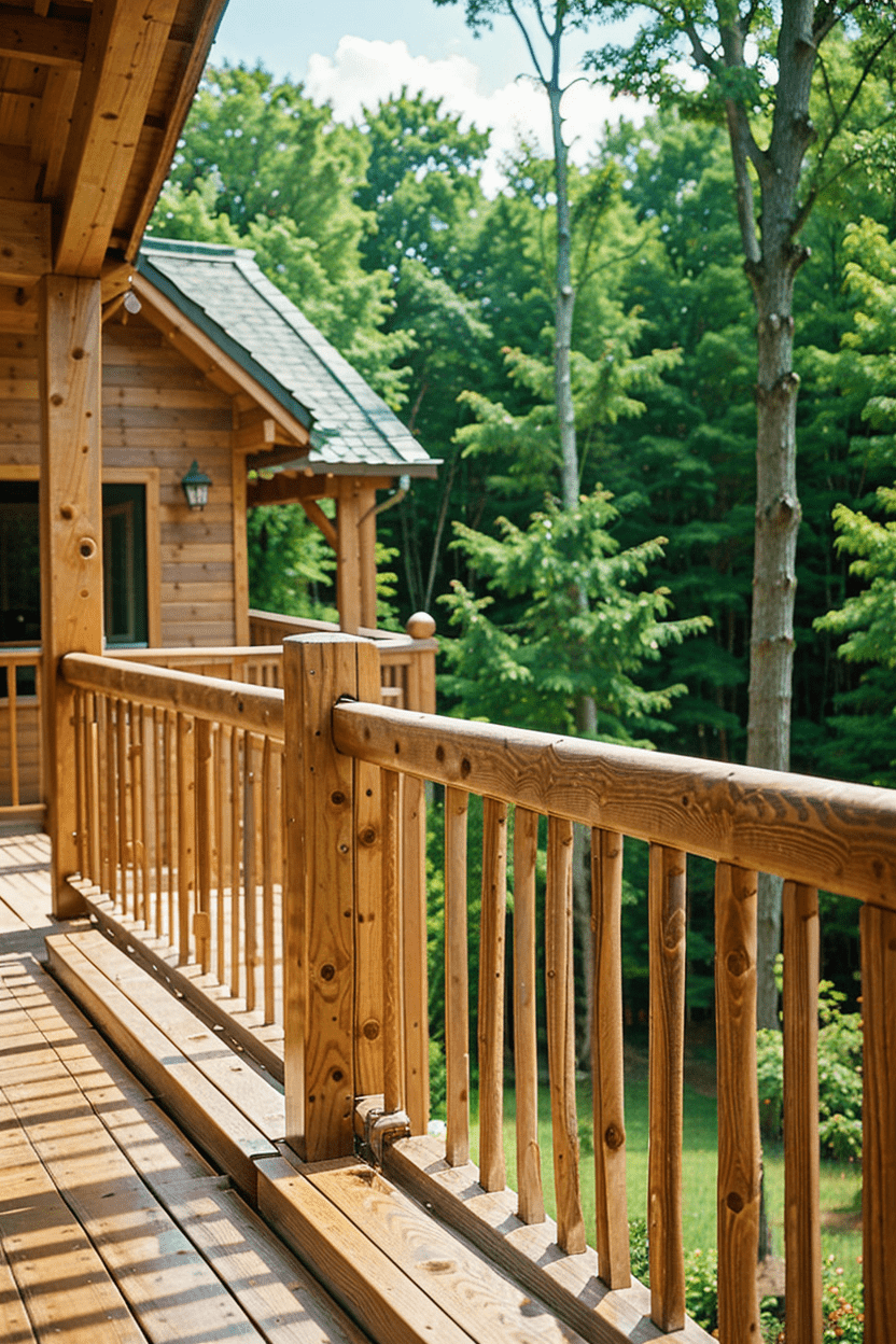 Classic Wooden Deck Railing