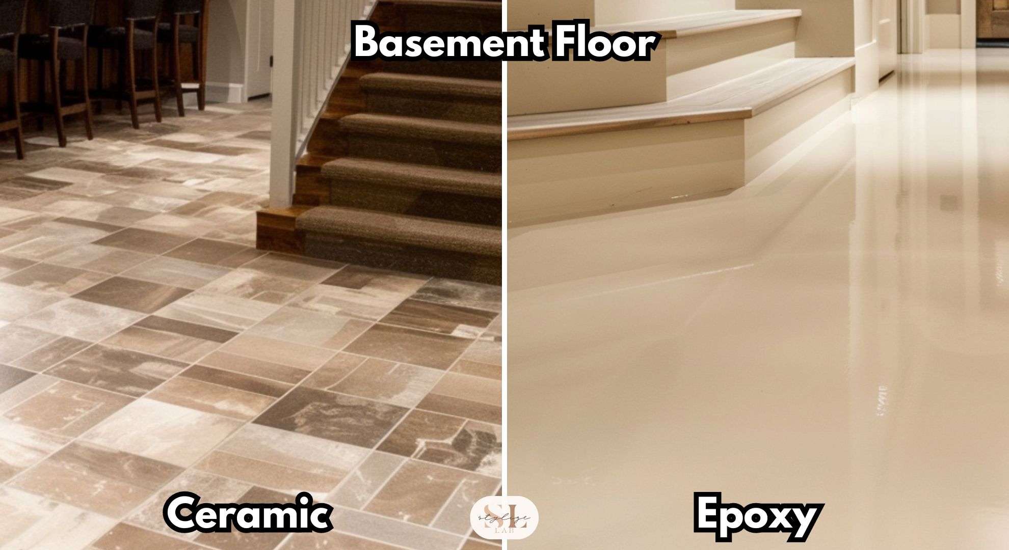 Flooring for Basement, ceramic and epoxy