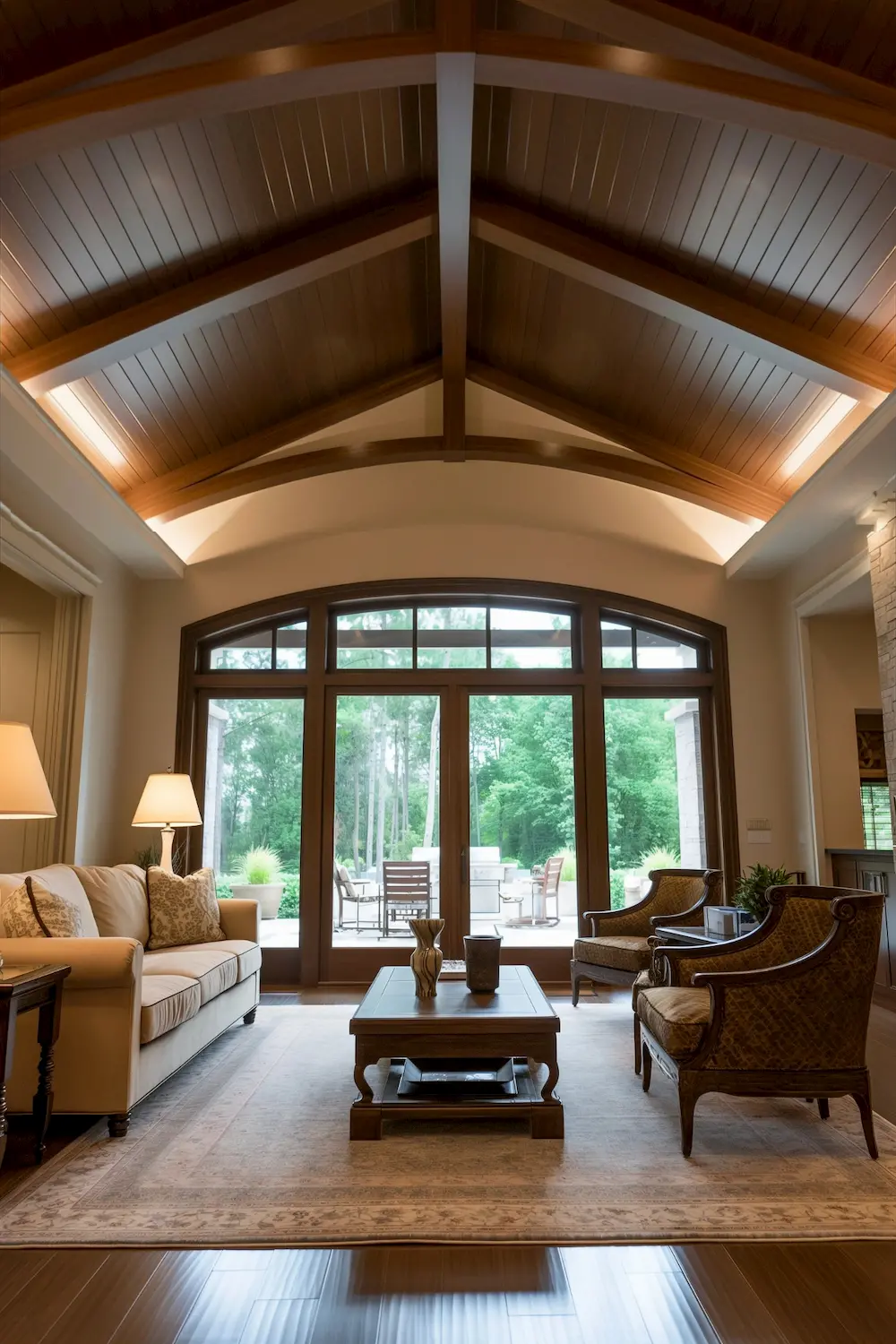 Living Room with Cathedral Ceiling