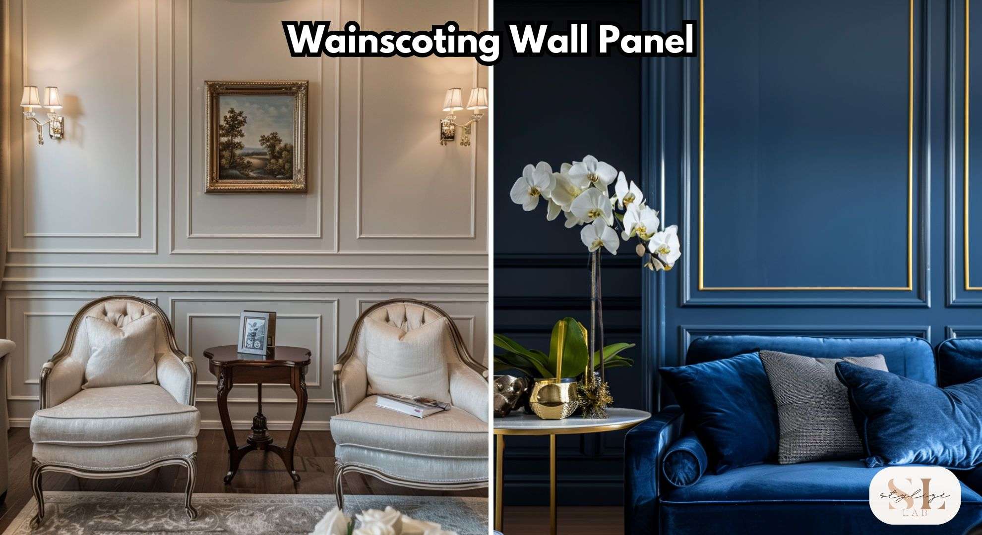 Living room Classic Wainscoting wall panel