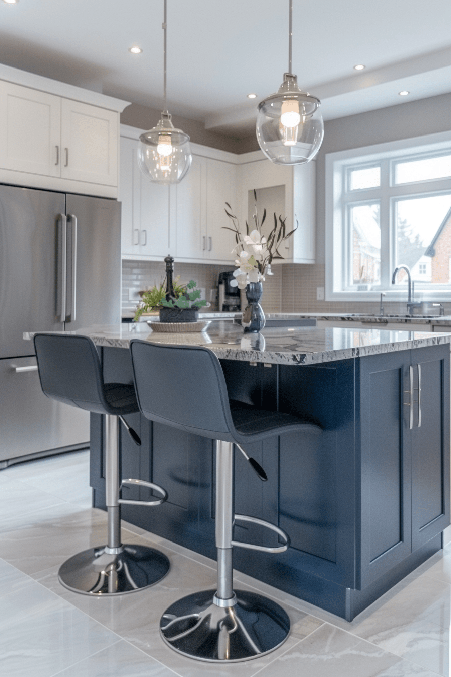 Navy Kitchen Island Color , Contrast