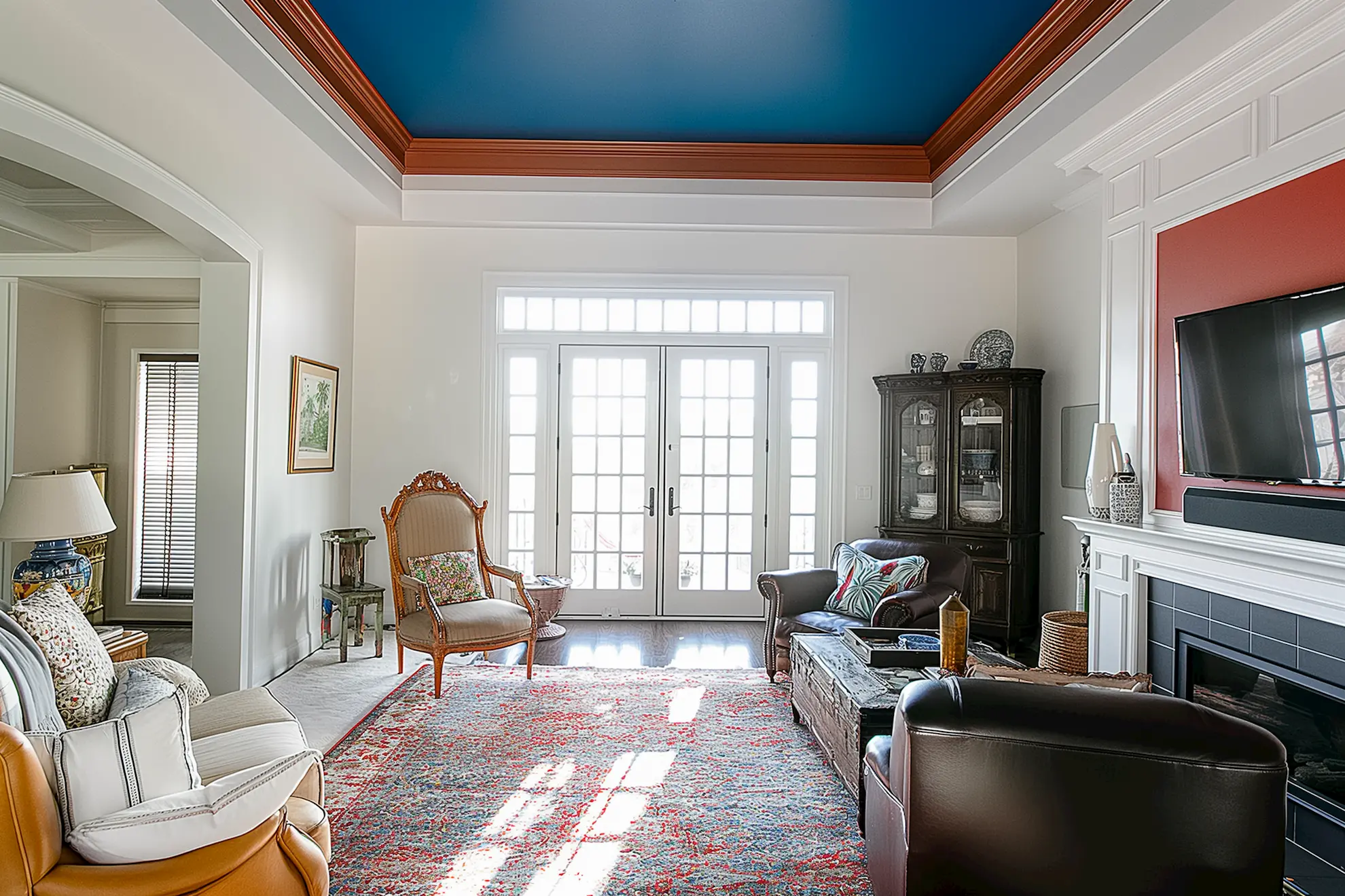 Painted Ceilings living room blue