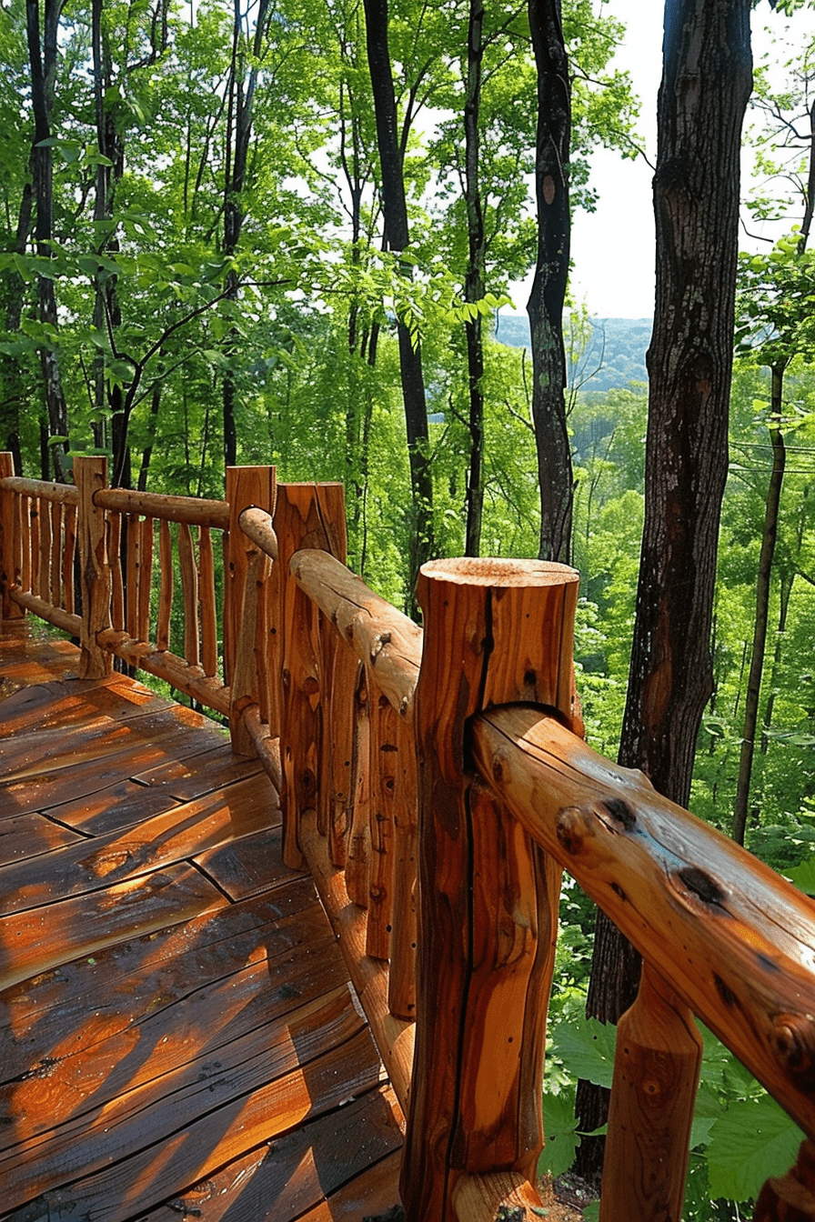 Rustic Natural Wood Railing Deck