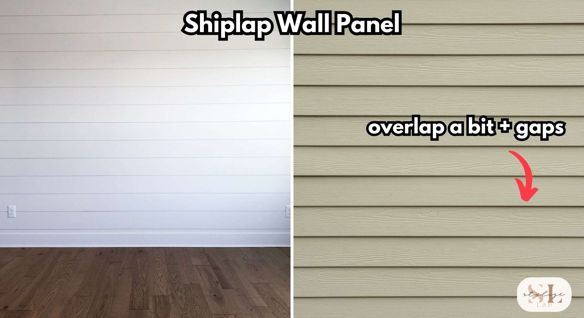 Shiplap wall paneling, overlap a bit with mini gaps, charming rustic look