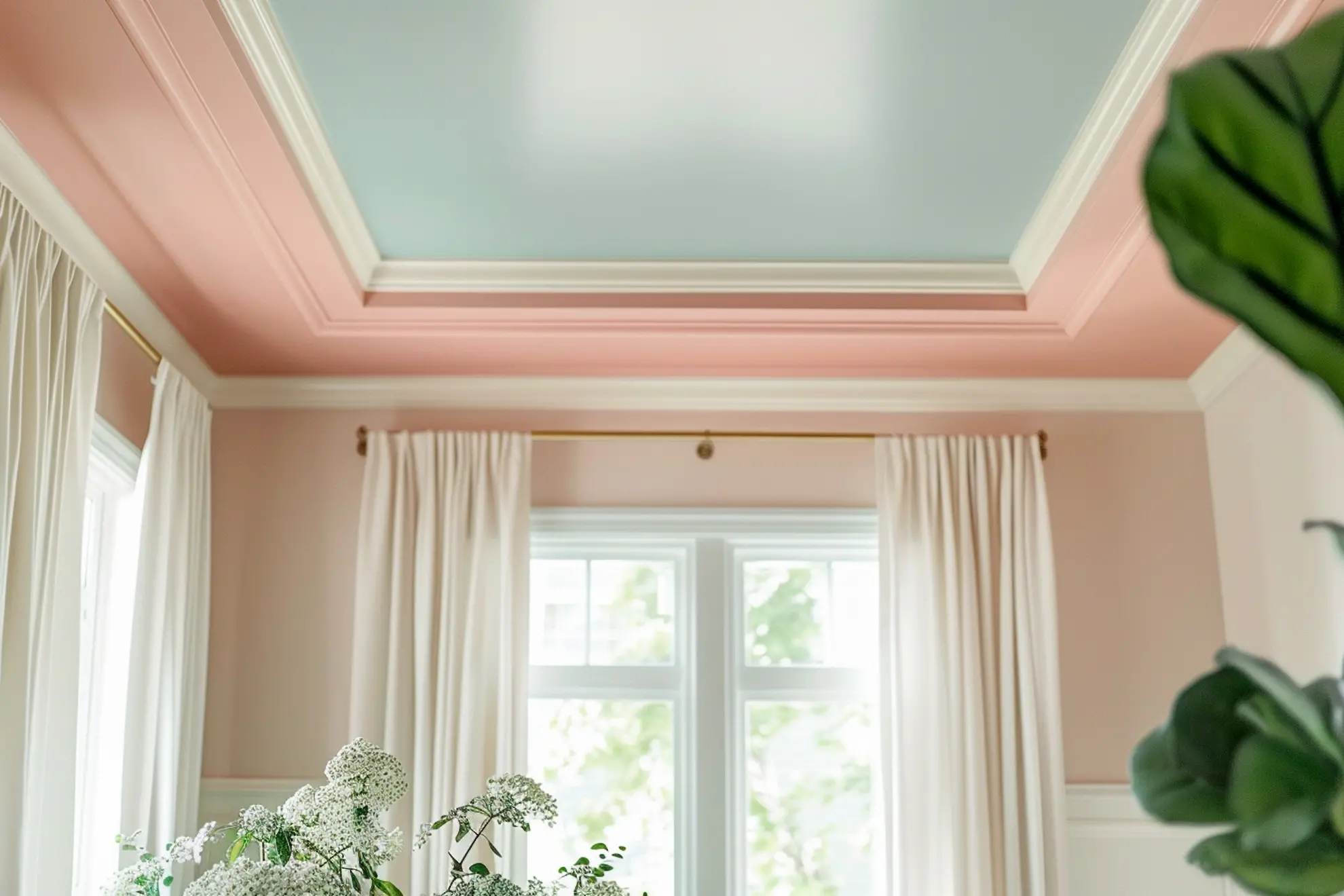 Soft pastels painted ceiling