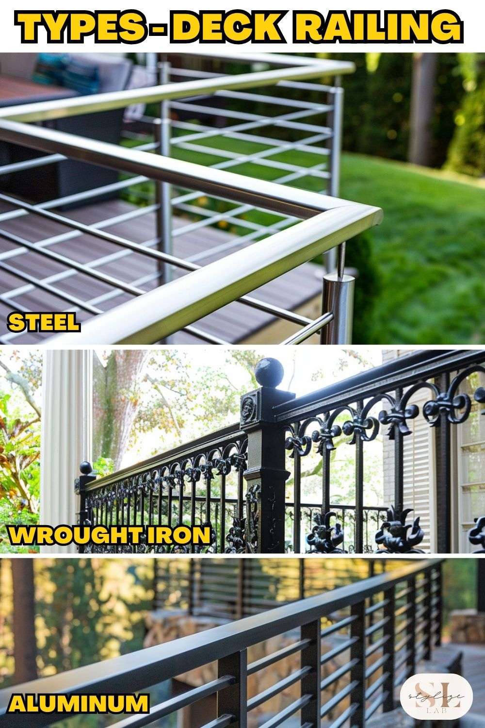 Steel, Wrought Iron and Aluminum Deck Railing Material