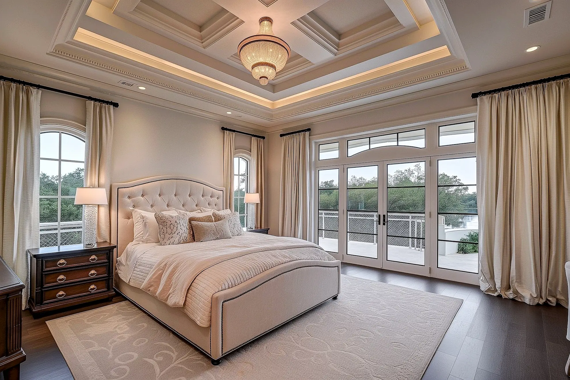 Tray Ceiling bedroom, chandelier