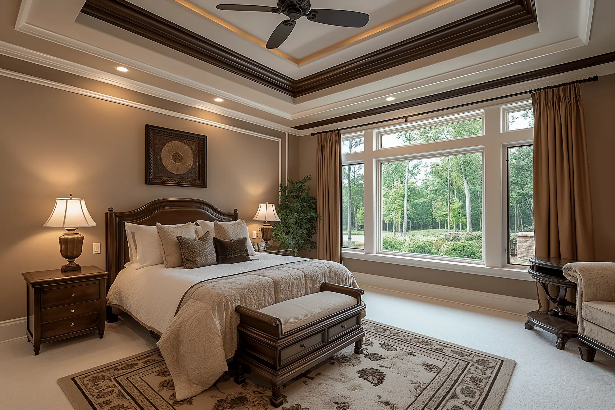 Tray Ceilings Bedroom, wood brown colors