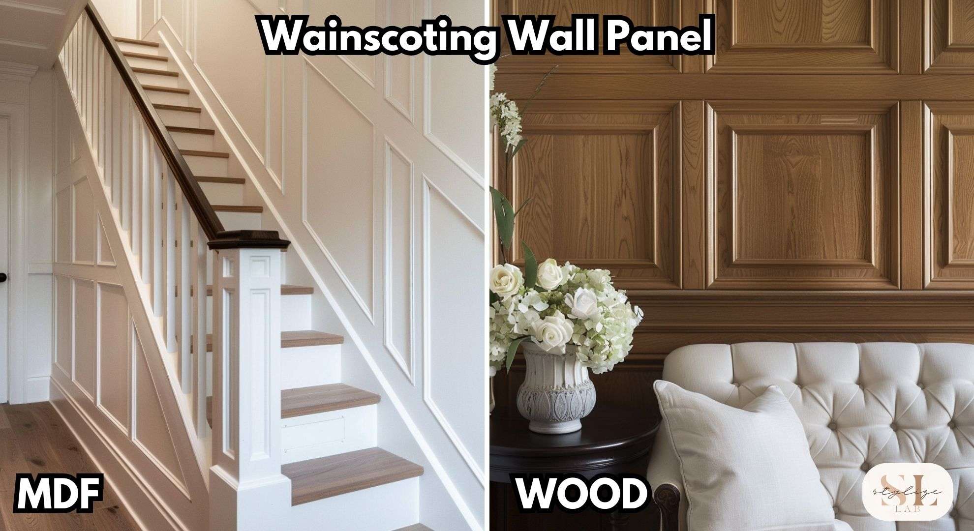 Wainscoting wall panel , mdf and wood material