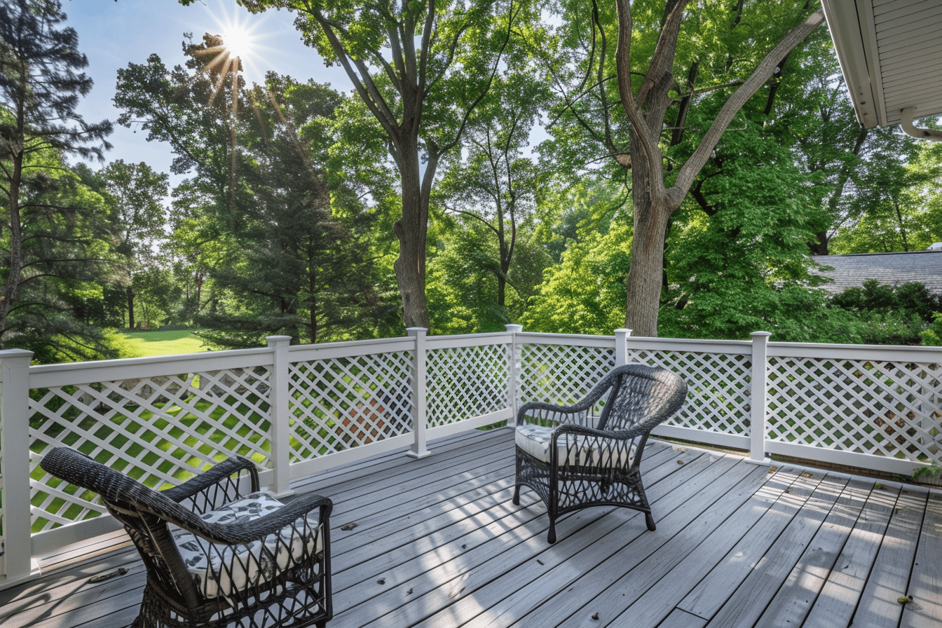 deck railing white lattice panel