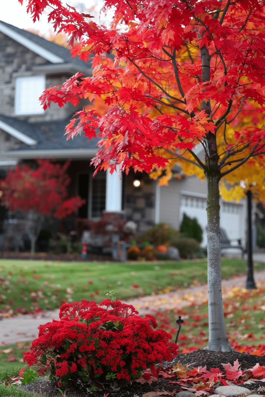 fron yard red maple tree