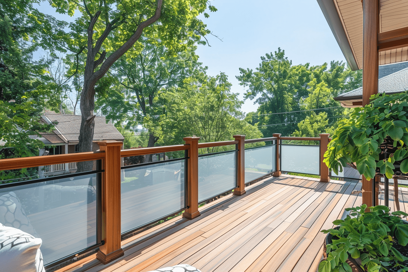 home deck railing frosted glass inserts