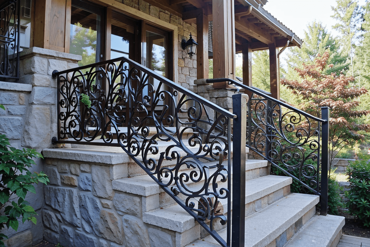 ornamental iron deck railing stairs