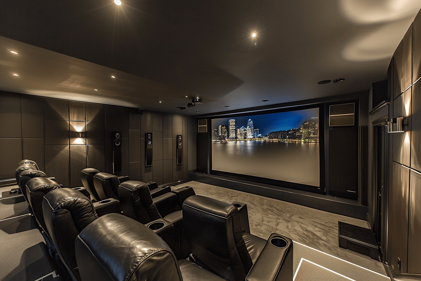 stylish basement home theater with contemporary design black