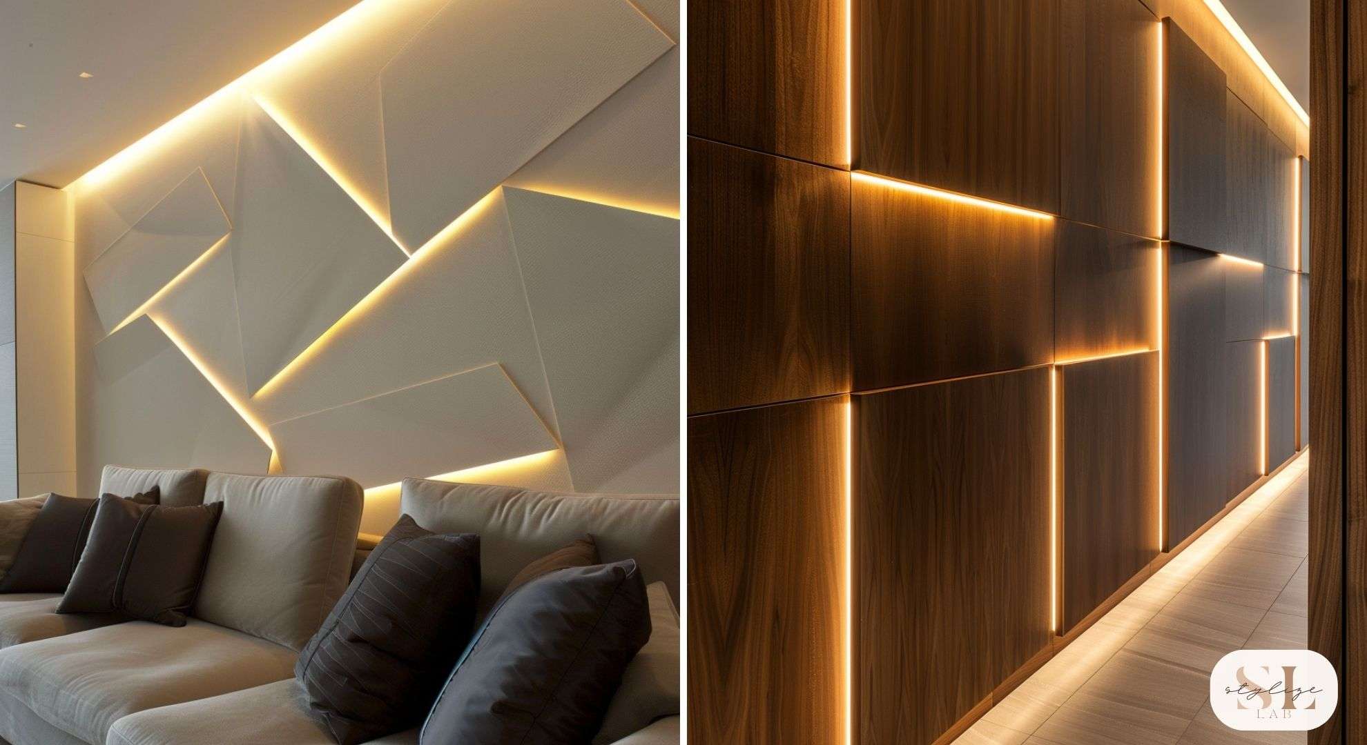 wall panel light interligated, geometric draw