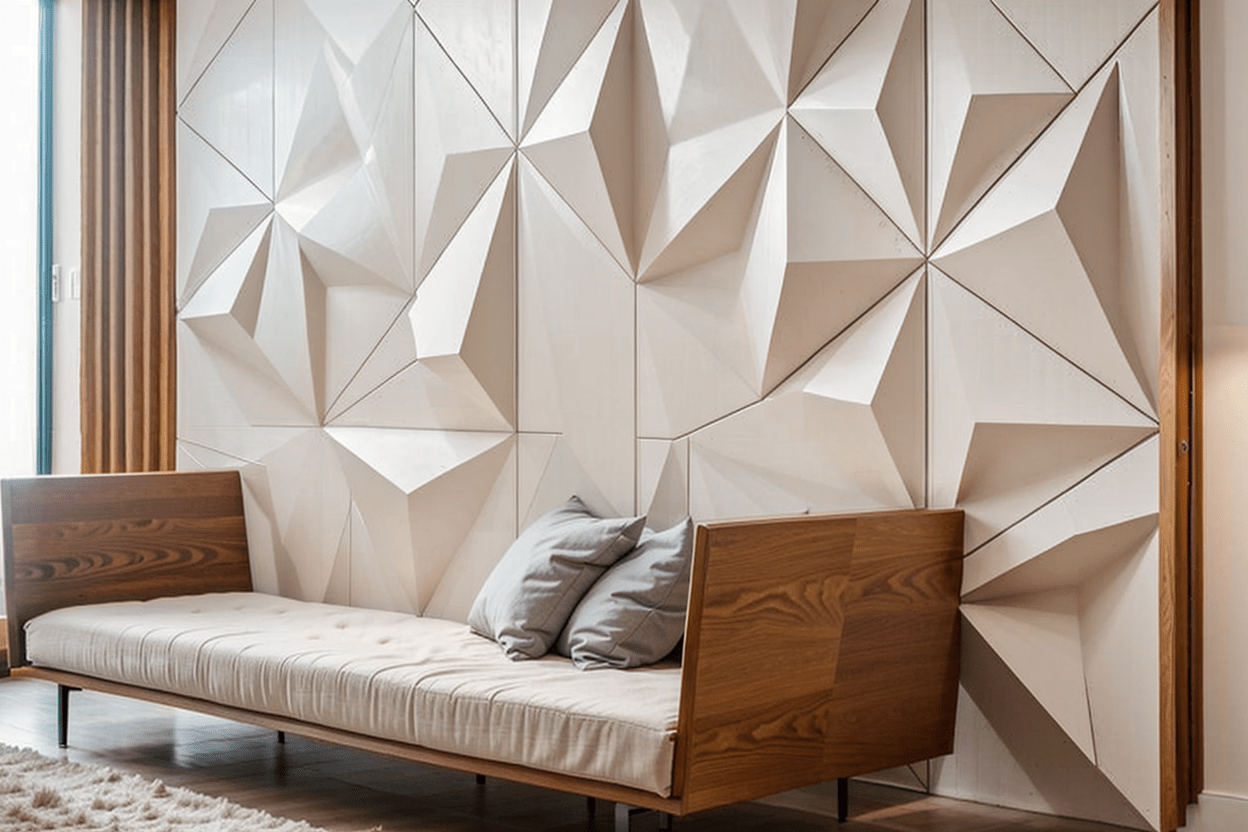 white 3d Wall Paneling geometric