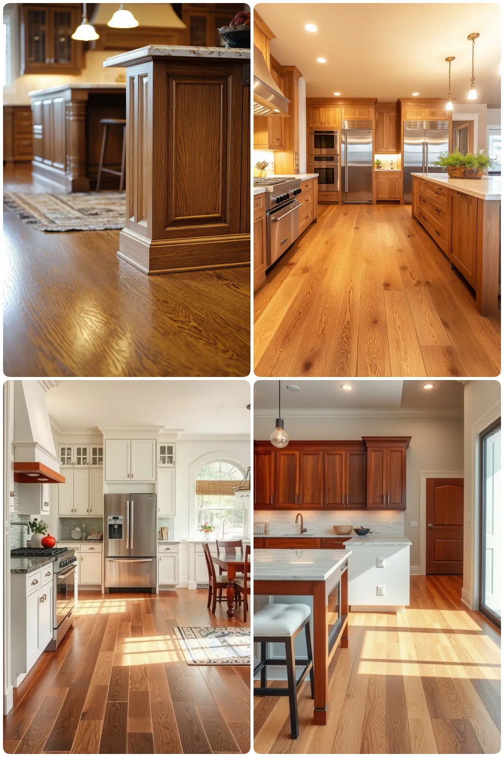 Elegant kitchen interiors featuring hardwood floors sleek cabinetry and modern appliances