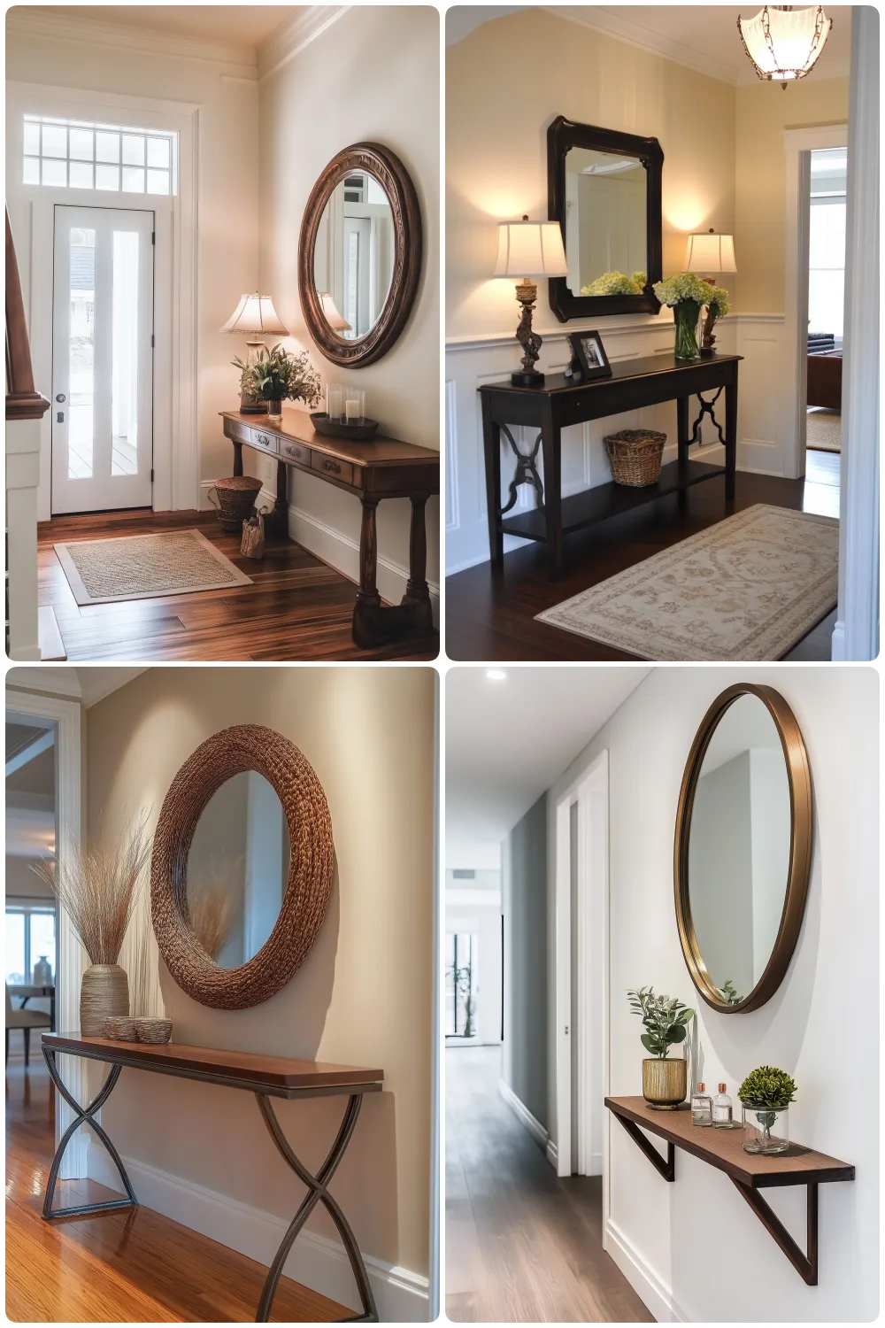 Chic hallway decor with stylish mirrors elegant furniture and inviting lighting accents