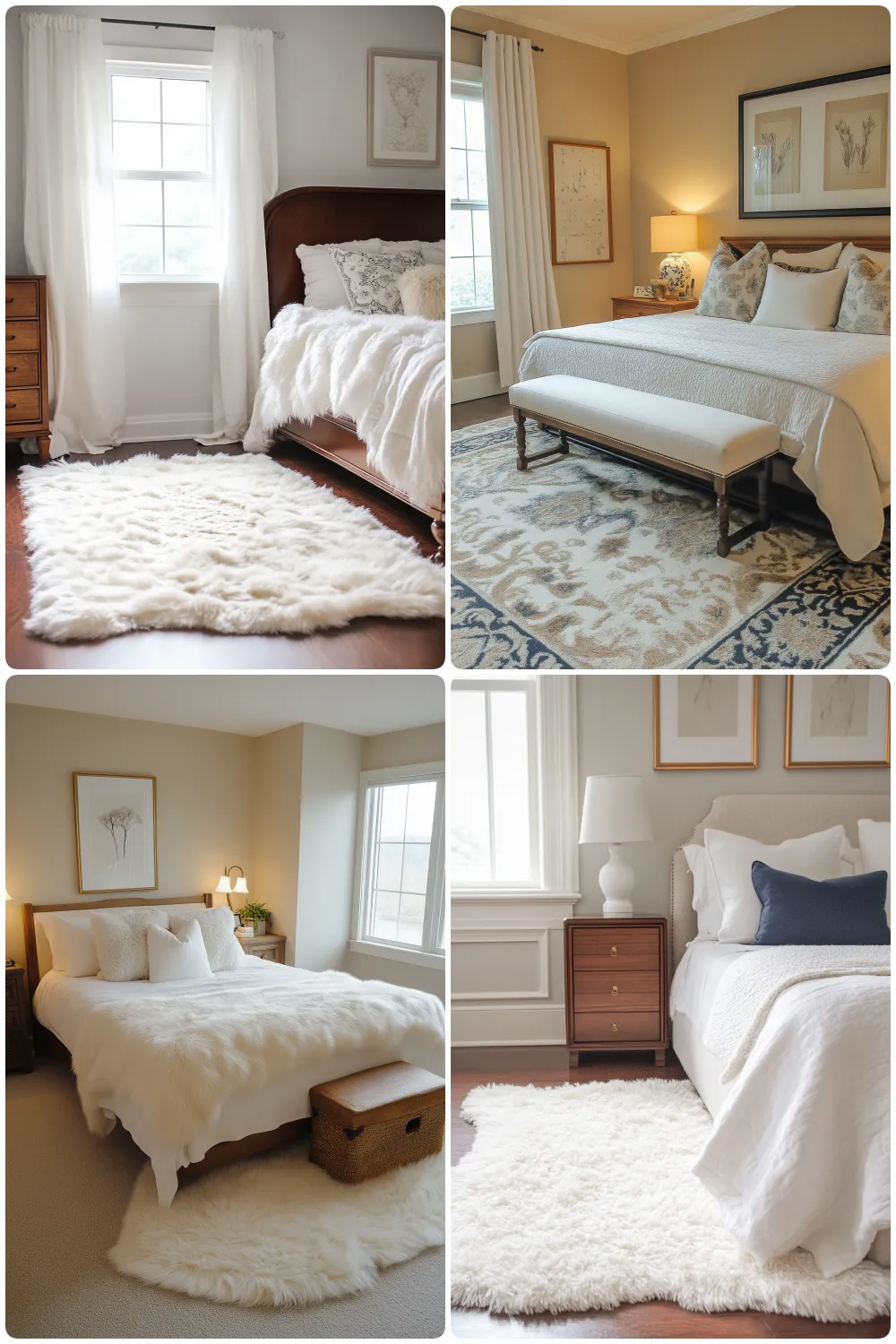 Cozy guest bedrooms featuring soft textures light decor and plush rugs for a warm atmosphere