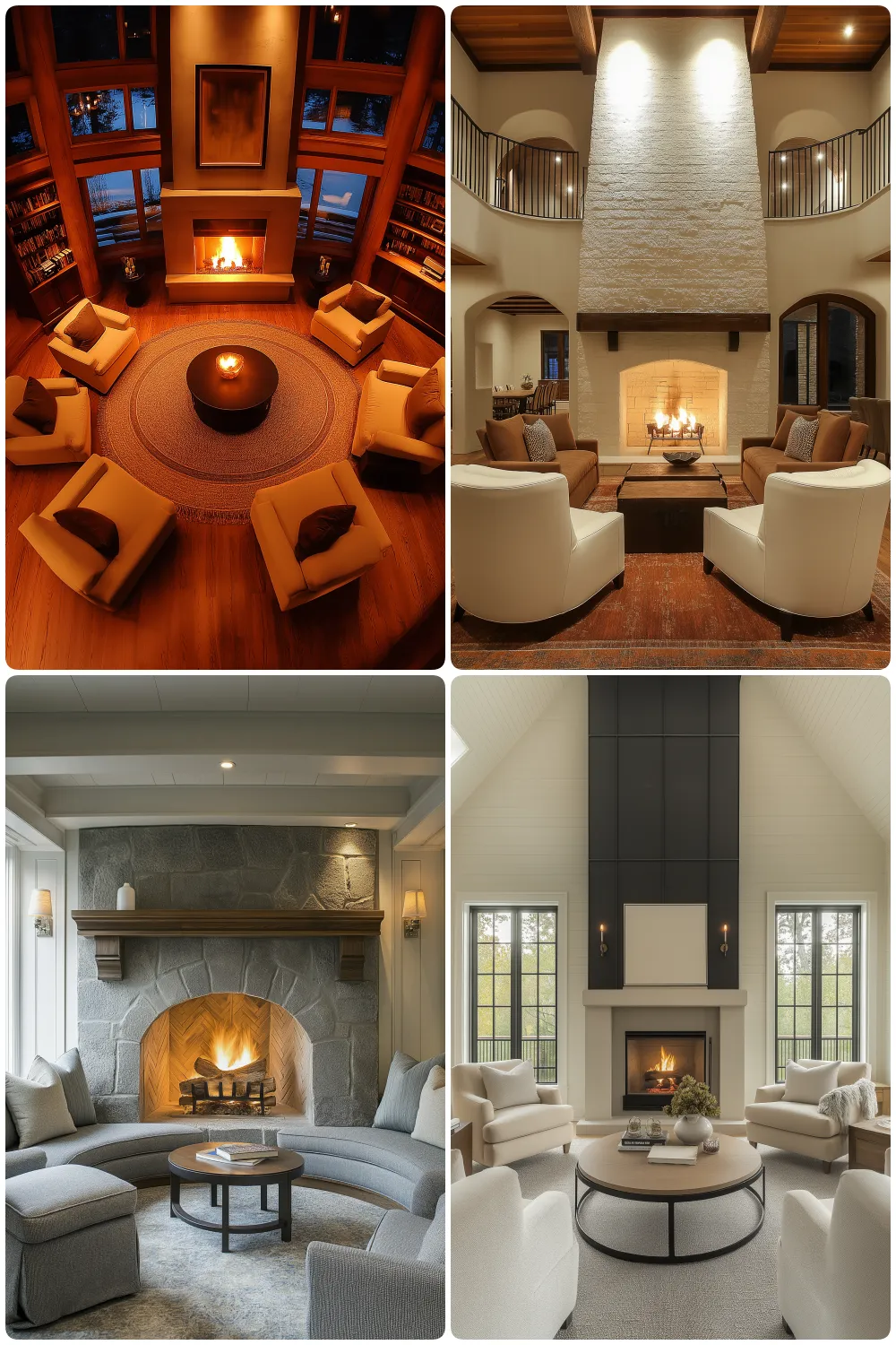 Cozy modern living rooms with fireplaces warm lighting and stylish furniture designs