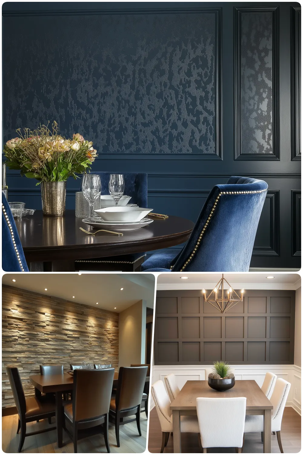 Elegant dining rooms featuring luxurious wall designs and decor ideas for sophisticated interiors