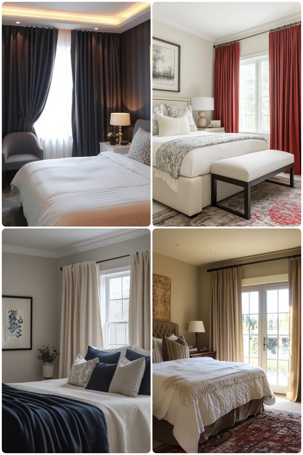 Elegant guest bedrooms featuring chic curtains plush bedding and modern decorative elements