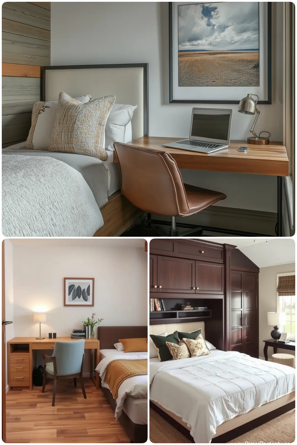 Elegant guest bedrooms with modern workspaces soft bedding and stylish decor accents