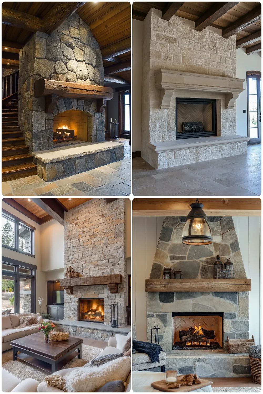 Modern fireplaces featuring stone designs warm living spaces with stylish decor and ambiance