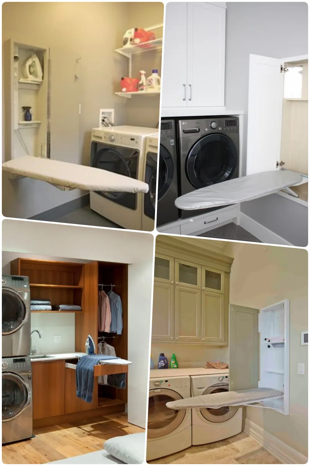 Modern laundry rooms with integrated ironing boards and efficient storage solution