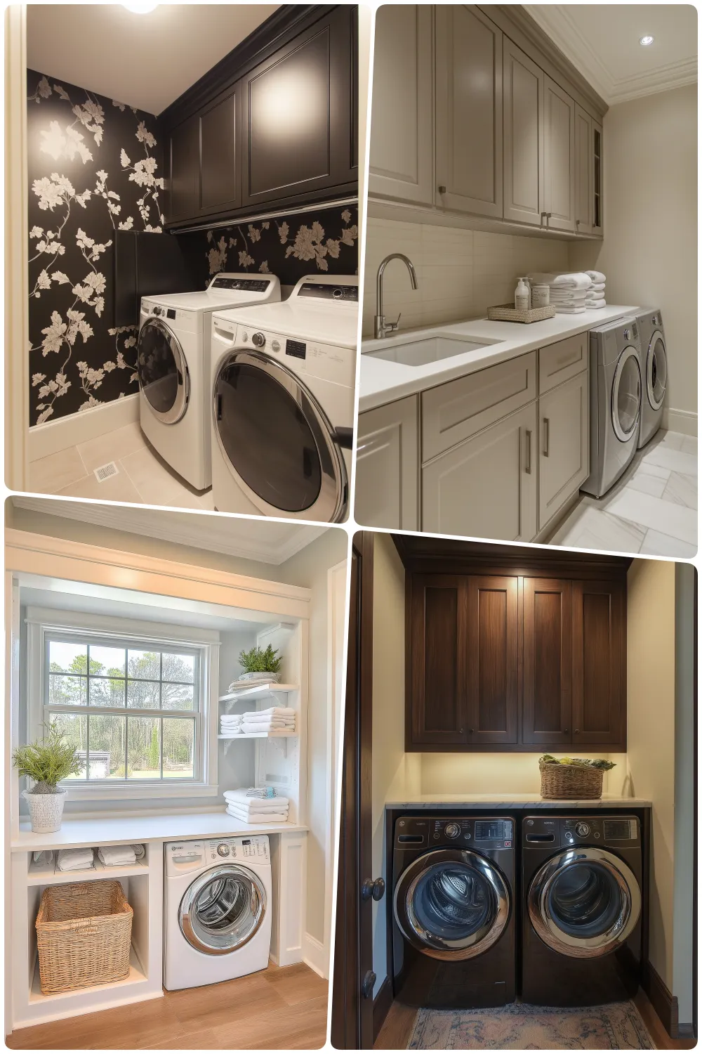 Stylish laundry room designs featuring modern appliances elegant cabinetry and decorative details