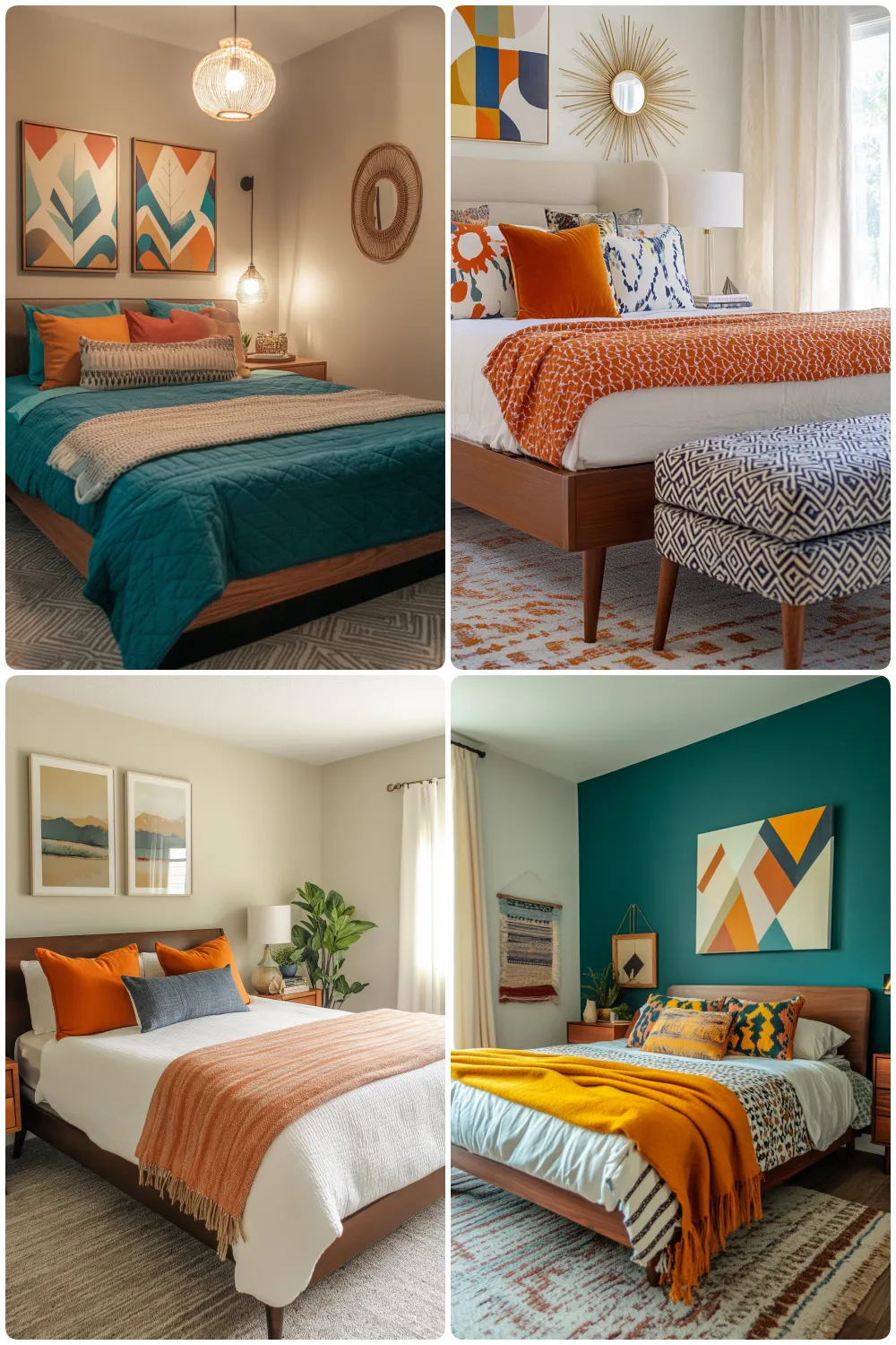 guest bedroom decor featuring colorful beddings and wall art in modern designs