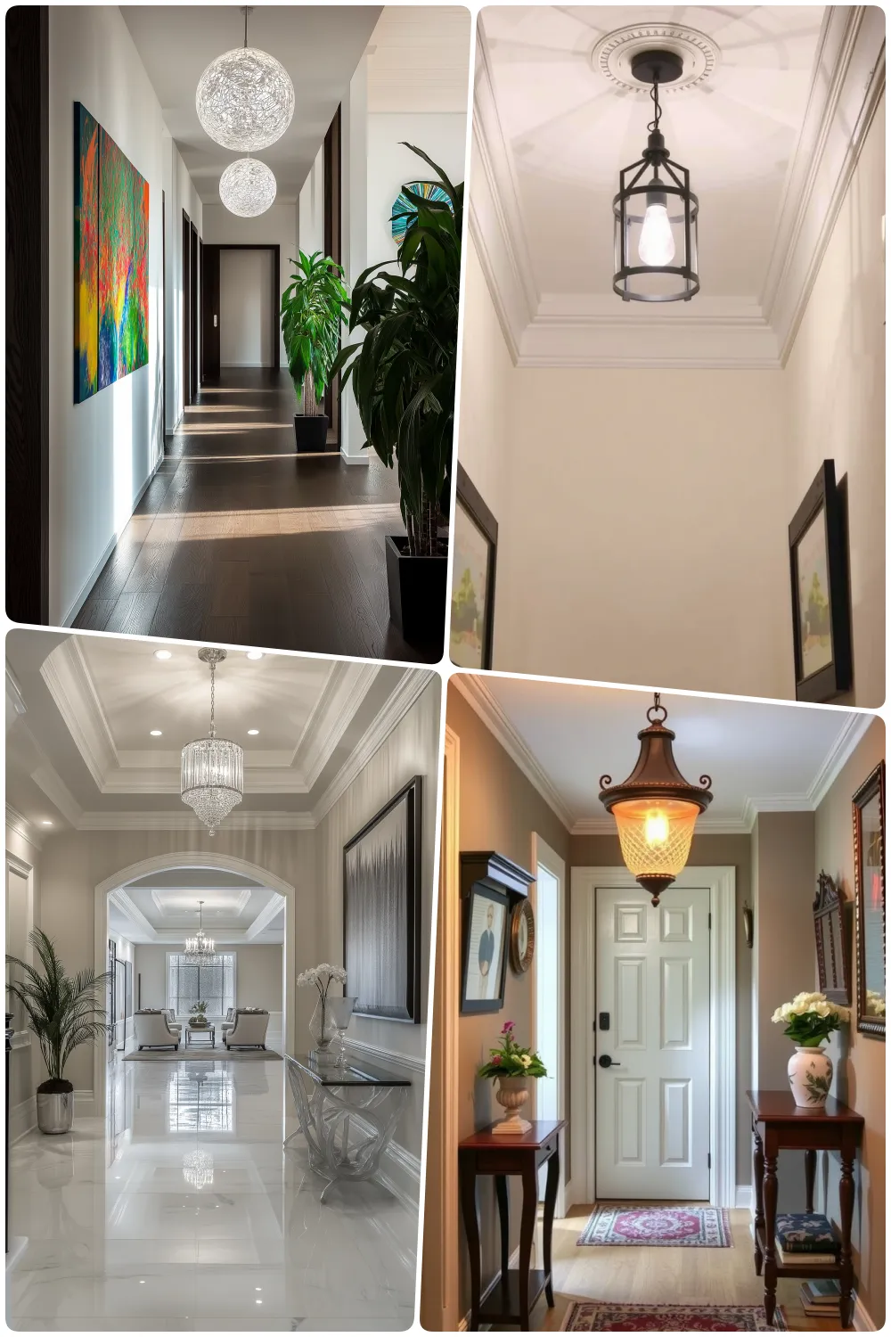 hallway designs featuring chandeliers plants and decorative lighting accents pendant