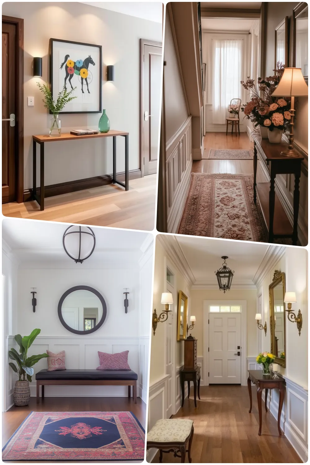 home hallways featuring stylish decor warm lighting and cozy furnishings