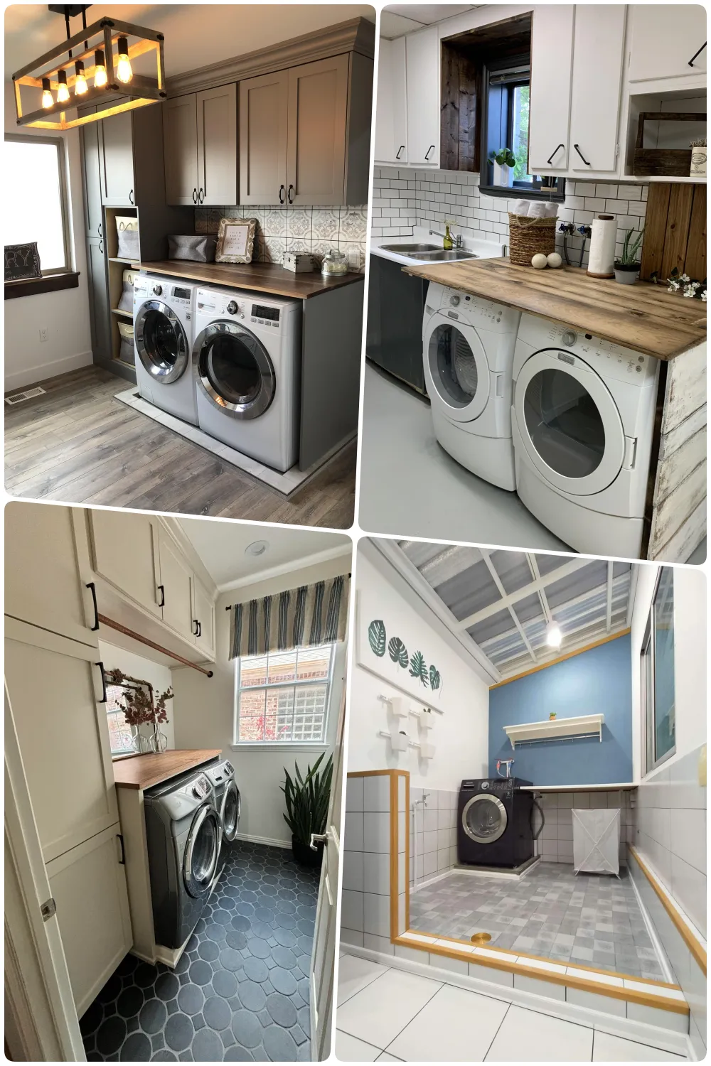 laundry rooms featuring modern appliances and stylish decor in various designs and layouts