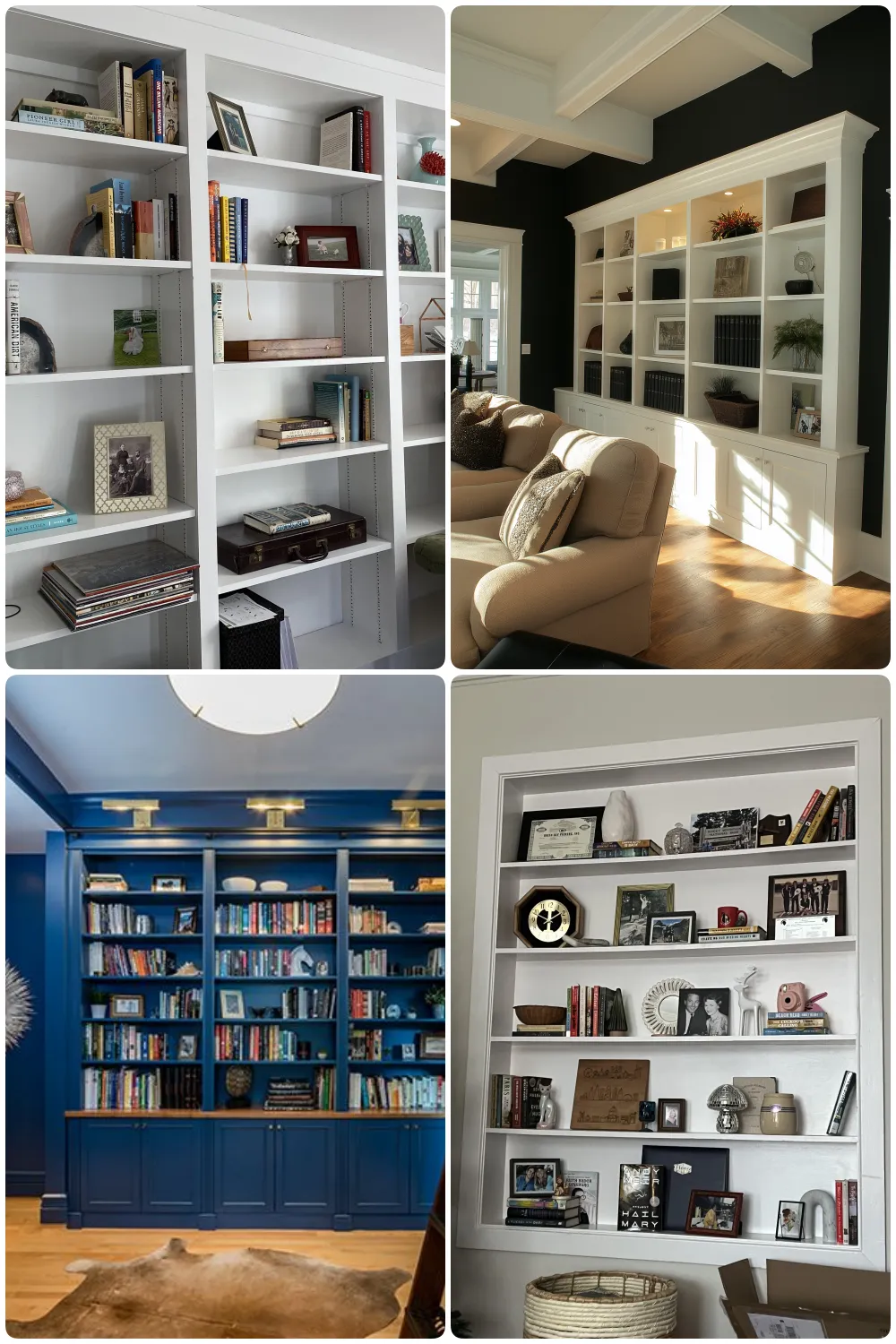 stylish bookcases showcasing decor and books in modern living spaces with elegant furnishings