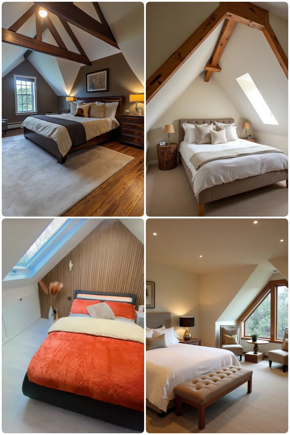 Cozy attic bedrooms featuring stylish decor sloped ceilings and natural light