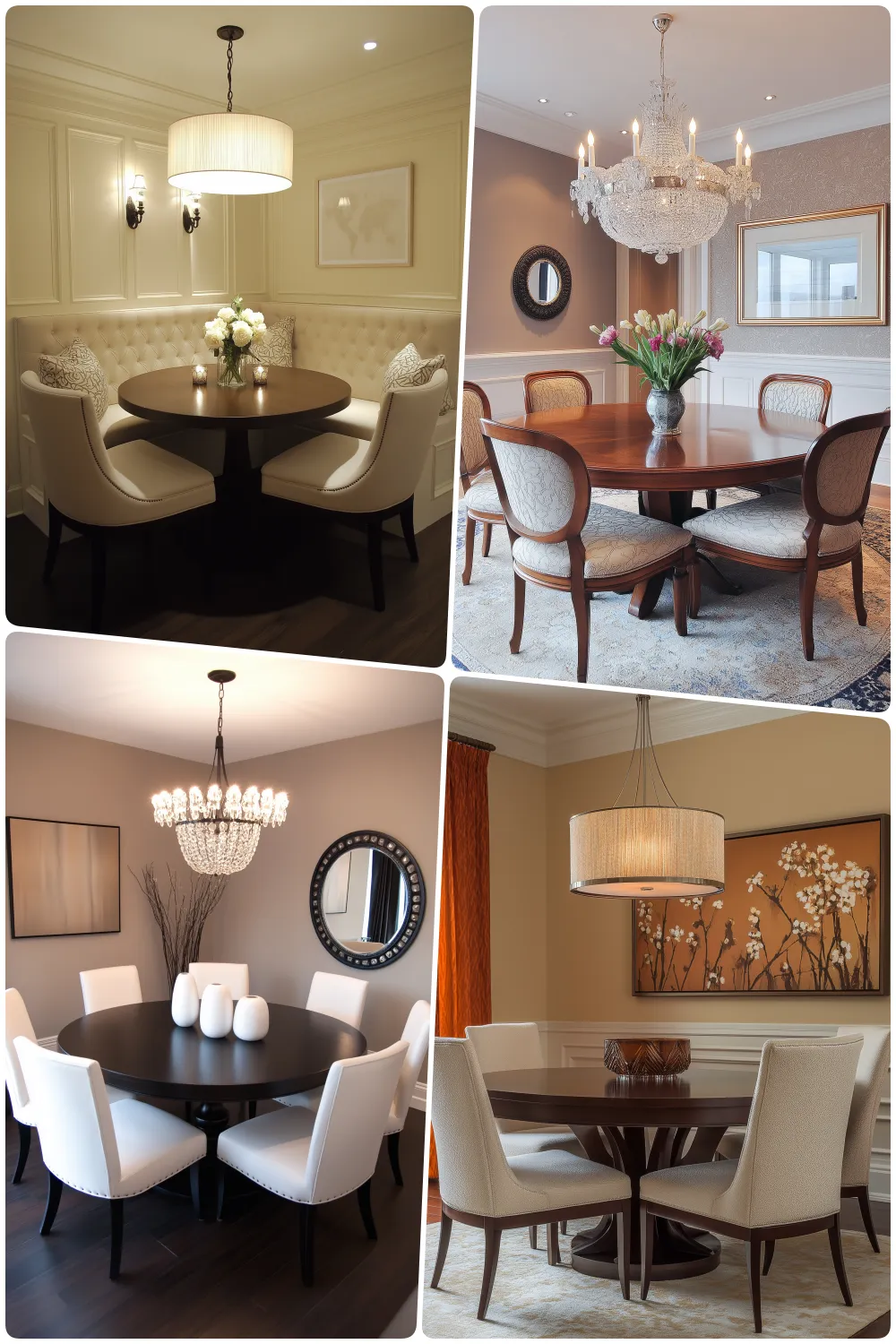 small dining room designs featuring round tables and stylish lighting for cozy dining